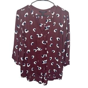 41 Hawthorn burgundydy maroon top blouse floral size small